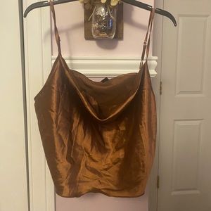 Shein Curve Brown Silk Crop Top